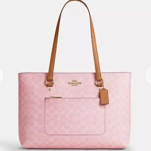 Coach Station Tote Bag In Signature Canvas Powder Pink